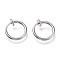 Tarnish Resistant 304 Stainless Steel Retractable Clip-on Hoop Earrings, For Non-pierced Ears, with Spring Findings, Stainless Steel Color, 13x0.8~1.5mm