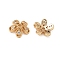 Brass Micro Pave Clear Cubic Zirconia Bead Caps, Flower, Real 18K Gold Plated, 7.5x8.5x2.5mm, Hole: 1mm