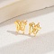 Fashionable Brass Stud Earrings, Real 18K Gold Plated, Box, 10mm