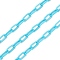 Eco-friendly Spray Painted Handmade Brass Paperclip Chains, Flat Oval, Soldered, with Spool, Cyan, 12.5x6.5x1.5mm, 32.8 feet(10m)/roll