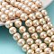 Baking Painted Pearlized Glass Pearl Round Bead Strands, Moccasin, 8~9mm, Hole: 1mm, about 100~105pcs/strand, 31.4 inch