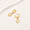 Elegant Stainless Steel Heart Hoop Earrings, Real 18K Gold Plated, White, 32x12mm