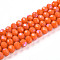 Electroplate Opaque Solid Color Glass Beads Strands, Half Rainbow Plated, Faceted, Rondelle, Coral, 8x6mm, Hole: 1mm, about 60~62pcs/strand, 39~40cm