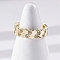 Brass Micro Pave Clear Cubic Zirconia Cuff Rings for Women, Golden, 5.5mm, Inner Diameter: 17mm