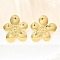 304 Stainless Steel Flower Stud Earrings, PVD Vacuum Plating, Real 18K Gold Plated, 28~32x28.5mm