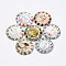 Printed Glass Flat Back Cabochons, Dome/Half Round, Clock Pattern, Mixed Color, 25x6mm