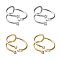 4Pcs 2 Colors Brass Rhinestone Adjustable Open Cuff Rings for Women, Platinum & Golden, 9.5mm, Inner Diameter: 16.2mm, 2pcs/color