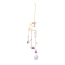 Hanging Crystal Aurora Wind Chimes, with Prismatic Pendant, Moon-shaped Iron Link and Natural Amethyst, for Home Window Lighting Decoration, Golden, 280mm