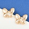 Brass Stud Earrings, Butterfly, Real 18K Gold Plated, 29.5x35.5mm