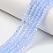 Electroplate Glass Beads Strands, Imitation Jade Beads, Half Plated, Rainbow Plated, Faceted, Rondelle, Light Blue, 6x5mm, Hole: 1mm, about 80~85pcs/strand, 38~40cm