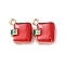 Alloy Pendants, Notebook Charms, with Enamel, Rack Plating, Golden, Red, 13x12.5x5mm, Hole: 1.5mm