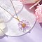 Flower Handmade Glass Seed Beaded Pendant Necklaces, 304 Stainless Steel Cable Chain Jewelry for Women, Golden, Lavender, 13.86 inch(35.2cm)