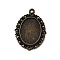 Tibetan Style Alloy Pendant Cabochon Settings, Oval, Cadmium Free & Nickel Free & Lead Free, Antique Bronze, Tray: 25x18mm, 39x29x2mm, Hole: 2.5mm