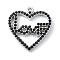 Rack Plating Alloy with Rhinestone Pendants, Love Heart, Platinum, 25x24x3mm, Hole: 1.4mm