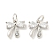 Rack Plating Brass Micro Pave Clear Cubic Zirconia Pendants, Long-Lasting Plated, with Jump Rings, Lead Free & Cadmium Free, Bowknot, Platinum, 10x9.5x2.5mm, Hole: 3mm