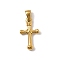 304 Stainless Steel Pendants, Ion Plating(IP), Cross Charm, Real 18K Gold Plated, 22x13x3mm, Hole: 4.5x2.5mm