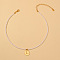Round Plastic Pearl Beaded Necklaces, 304 Stainless Steel Flat Round with Letter Pendant Necklaces for Women, White, Golden, Letter L, 12.99 inch(33cm)