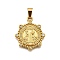 304 Stainless Steel Pendants, with Rhinestone, Religious Theme, PVD Vacuum Plating, Saint, Golden, Flat Round, 26x22x3mm, Hole: 3xmm