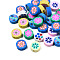 Handmade Polymer Clay Beads, Flat Round with Flower, Mixed Color, 9~10x4~4.5mm, Hole: 1.2~1.8mm