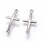 Tarnish Resistant 201 Stainless Steel Links connectors, Sideways Cross, Stainless Steel Color, 30x14x2mm, Hole: 1.8mm