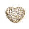 Brass Micro Pave Cubic Zirconia Beads, Heart, Rack Plating, Long-Lasting Plated, Lead Free & Cadmium Free, Real 18K Gold Plated & Gunmetal, 12x14x8mm, Hole: 4x2mm