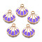 Alloy Enamel Pendants, Cadmium Free & Lead Free, Light Gold, Shell, Medium Purple, 17x16x3.5mm, Hole: 2mm