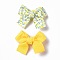 Iron Alligator Hair Clips, Single Color & Fruit Pattern Polyester Bowknot Hair Accessories, Yellow, 55~58x66~70x13.5~14mm, 2pcs/card