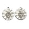 Non-Tarnish 304 Stainless Steel Pendants, Flat Round with Heart, Stainless Steel Color, 22x19x2mm, Hole: 1.5mm