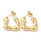 Square Stud Earrings, Ion Plating(IP) 304 Stainless Steel Half Hoop Earrings for Women, Golden, 24x17x4mm, Pin: 0.8mm