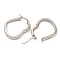 304 Stainless Steel Heart Hoop Earrings, with Polymer Clay and Rhinestone, Stainless Steel Color, 30x24.5x3.5mm, Pin: 0.8mm