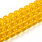 Transparent Glass Beads Strands, Round, Gold, 9.5~10mm, Hole: 1.5mm, about 40~42pcs/strand, 14.76~15.12 inch(37.5~38.4cm)