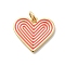 Brass Enamel Pendants, Heart, with Jump Rings, Real 18K Gold Plated, Rack Plating, Long-Lasting Plated, Cadmium Free & Lead Free, Hot Pink, 15x17x1.5mm, Hole: 3.2mm