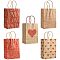 12Pcs 5 Styles Valentine's Day Heart Printed Paper Bags, with Handles, for Gift Bags and Shopping Bags, Red, Mixed Shapes, Bag: 8x15x21cm, Fold: 210x150x2mm
