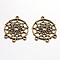 Tibetan Style Alloy Chandelier Components Links, Lead Free & Cadmium Free & Nickel Free, Flat Round with Web, Antique Bronze, 34x28x2mm, Hole: 3mm