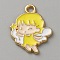 Alloy Enamel Pendants, Golden, Angel Charm, Yellow, 18.5x14x1mm, Hole: 1.8mm