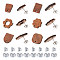 24Pcs 6 Style Wood Stud Earring Findings, with Alloy Pin and 30Pcs 201 Stainless Steel Ear Nuts, Square & Flower & Rectangle & Arch, Mixed Shapes, 14~17.5x11~17.5mm, Hole: 1.6~1.8mm, Pin: 0.7mm, 4Pcs/style