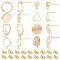 DIY Earring Making Finding Kit, Inlcuding Triangle & Flat Round & Oval Brass Stud Earring Findings & Earring Hooks & Ear Nuts, Real 18K Gold Plated, 36Pcs/box