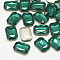 Pointed Back Glass Rhinestone Cabochons, Faceted, Rectangle Octagon, Med.Emerald, 18x13x5mm