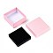 Square Cardboard Necklace Box, Jewelry Storage Case with Velvet Sponge Inside, for Necklaces, Pink, 7.5x7.5x3.4cm