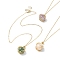 Natural Mixed Gemstone Round Pendant Necklaces, with Real 18K Gold Plated Brass Macrame Pouch Chains, 17.72 inch(45cm)