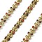 304 Stainless Steel Leaf Link Chains, with Enamel, Ion Plating(IP), Soldered, with Spool, Real 18K Gold Plated, Red, 6x5.5x1.5mm, 10m/roll