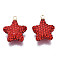 Polymer Clay Rhinestone Pendants, with Light Gold Plated Brass Loop, Cadmium Free & Lead Free, Star, Siam, PP12(1.8~1.9mm), 18x14.5x7mm, Hole: 1.6mm, 10 Rows Rhinestone