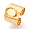 304 Stainless Steel Cuff Ring Components, Oval Pad Ring Setting, Ion Plating(IP), Real 18K Gold Plated, Tray: 10x8mm, 15.2mm, Adjustable