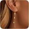 Flat Round Brass Clear Cubic Zirconia Ear Thread, Golden, 68mm