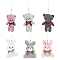 Velvet Bear & Rabbit Mobile Straps, for Mobile Phone Key Chain Decorations , Mixed Color, 150~190mm, 6pcs/set