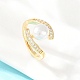 Женские кольца на палец из латуни с микропаве и кубическим цирконием&nbsp;RJEW-D340-02G-03-1