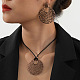 Комплекты из ожерелий и серег-гвоздиков с подвесками из сплава и воскового шнура FS-WG9A4BF-01-2