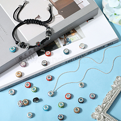 200 шт. 10-х цветные европейские бусины из полимерной глины со стразами и крупным отверстием с посеребренными латунными сердечниками FPDL-SC0001-01