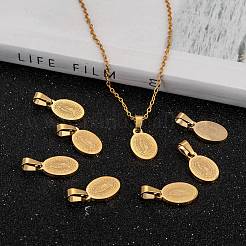 Ионное покрытие (ip) овал с Девой Марией и словом 304 нержавеющая сталь подвески&nbsp;LS-STAS-I036-12