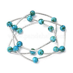 Многорядные браслеты из круглых бусин синтетической бирюзы для женщин&nbsp;BJEW-JB12335-02